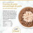 Composición detallada Catit DUET Trocitos de Pato con Pechuga de Pollo, 12% Proteína, 2,5% Grasa, Taurina.