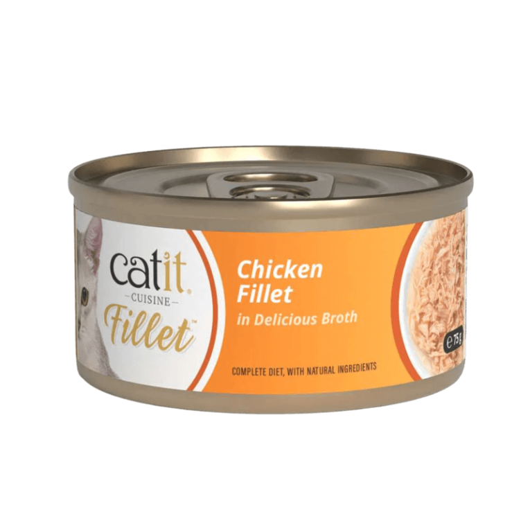 Lata Catit Cuisine FILLET de Pollo Desmenuzado en Caldo, dieta completa con ingredientes naturales, 75g.