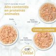 Latas Catit Cuisine Fillet: Pack de 3 sabores (Pollo, Pollo con Salmón, Pollo con Gambas) – Comida completa rica en proteínas para gato.