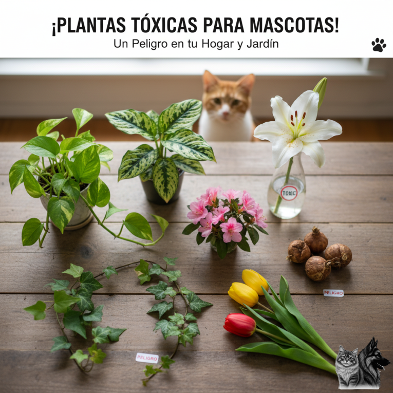Plantas tóxicas para gatos y perros: Lirio, Azalea, Hiedra y Bulbos en el hogar y jardín.