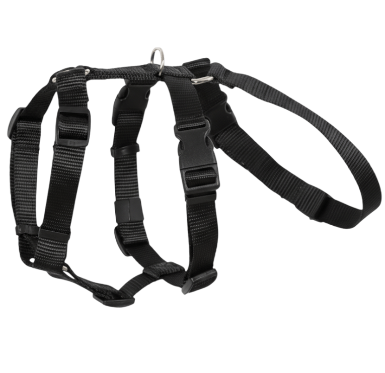 Arnés de 3 puntos anti-escape de nylon negro para perros, arnés de seguridad para coche