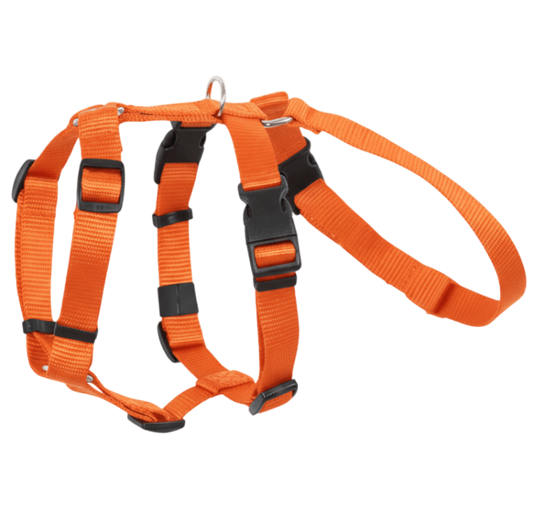 Arnés de 3 puntos anti-escape de nylon naranja para perros, arnés de seguridad para coche de alta visibilidad