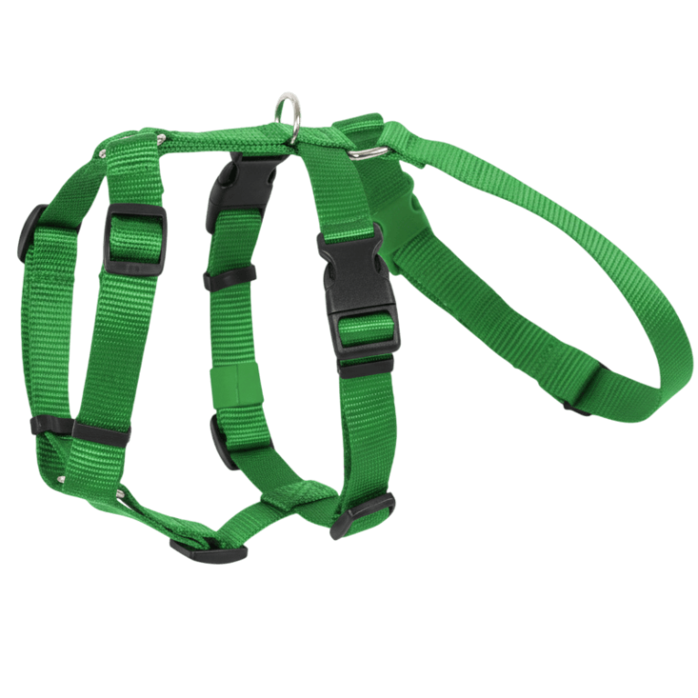 Arnés de 3 puntos anti-escape de nylon verde para perros, arnés de seguridad para coche