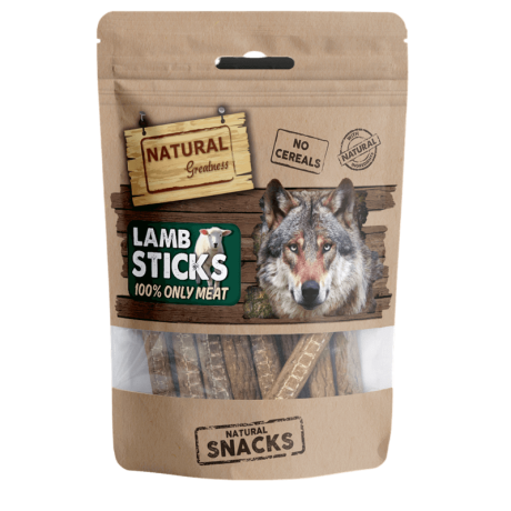 Sticks de cordero deshidratado Natural Greatness, monoproteico, hipoalergénico, para piel y pelaje
