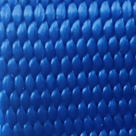 Detalle de la cinta de nylon azul Cobalto de alta resistencia para el arnés anti-escape de 3 puntos en perros