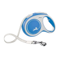 Correa extensible Flexi New Comfort de cinta azul y blanco, 8 metros, para perros grandes