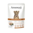 Pouch de comida húmeda Amanova Kitten sabor Pollo y Pescado Blanco. Alimento completo para gatitos, Slow Cooked, Grain Free, rico en EPA y DHA.