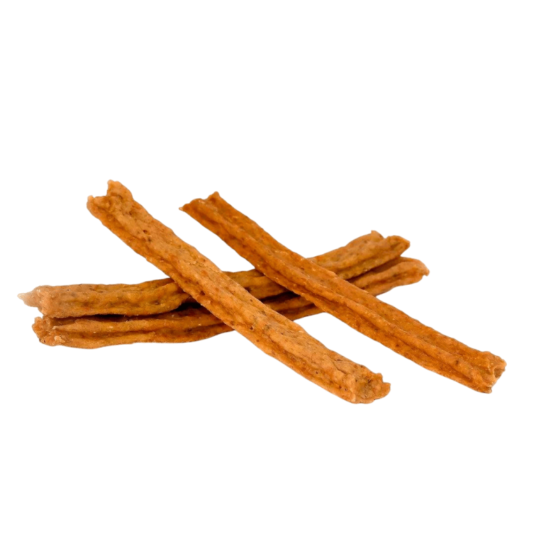 Stick dental de ternera con aceite salmón salvaje para perros, snack rico en Omega 3, antisarro y corazón fuerte