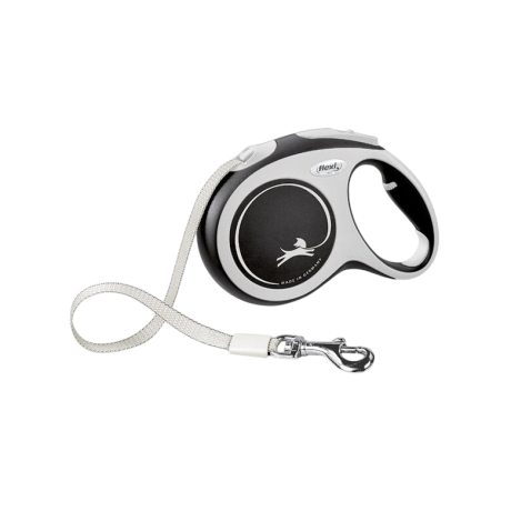 Correa extensible Flexi New Comfort de cinta negra, 8 metros, para perros grandes hasta 50 kg