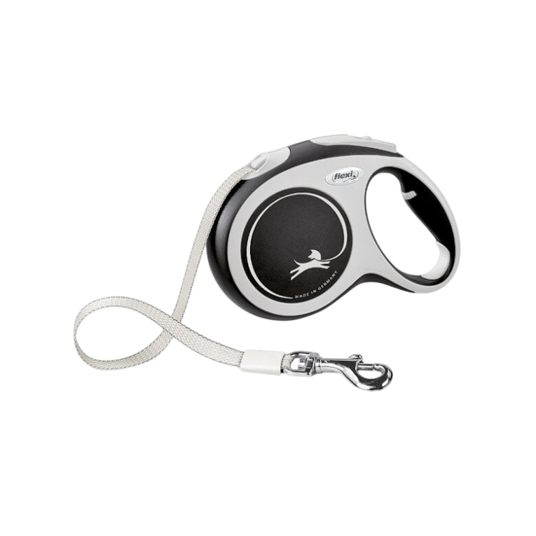 Correa extensible Flexi New Comfort de cinta negra, 8 metros, para perros grandes hasta 50 kg