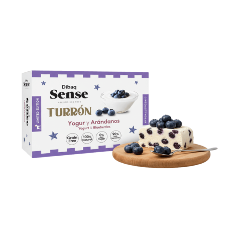 Turrón Dibaq Sense para perros, de Yogur y Arándanos, sin cereales (Grain Free) con pavo y probióticos