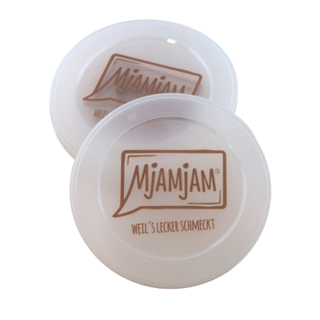 Tapa de silicona o plástico MjAMjAM para cerrar latas de comida húmeda de 200gr y 400gr, para su correcta conservación.