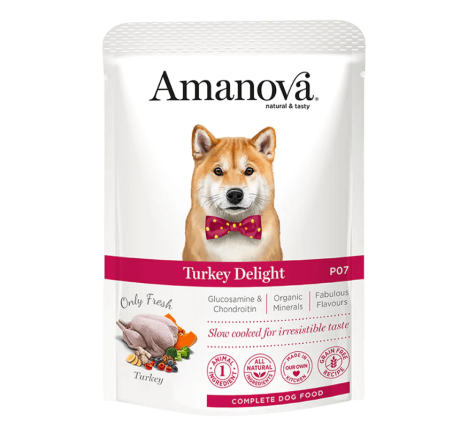 Paté Amanova Pavo Perro en lata o tarrina. Alimento húmedo monoproteico.