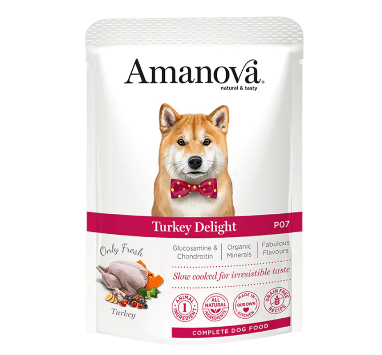 Paté Amanova Pavo Perro en lata o tarrina. Alimento húmedo monoproteico.