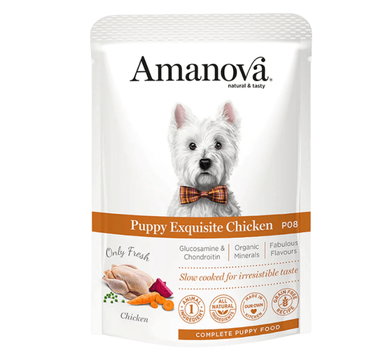 Paté Amanova Pollo Cachorro Puppy Exquisite Chicken. Alimento húmedo monoproteico.