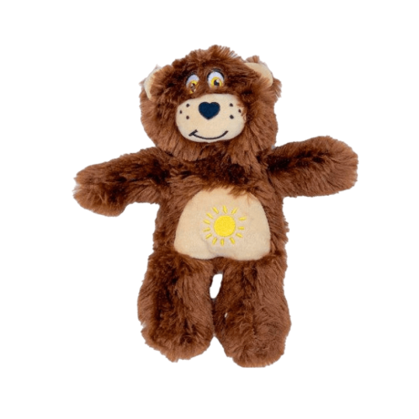 Peluche Oso Cuerda Perro (21cm) gris con cuerda interna. Juguete seguro sin sonido.