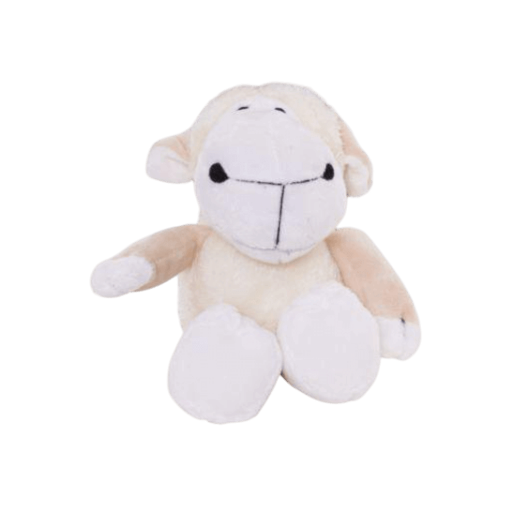 Peluche Ovejita Perro Pito Bubimex de 16cm. Juguete suave, color beige, ideal para cachorros.