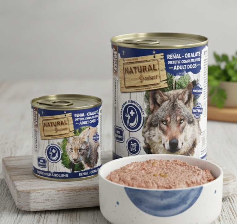 Comida húmeda dietética Natural Greatness Renal Oxalate para perros adultos, para insuficiencia renal y oxalato