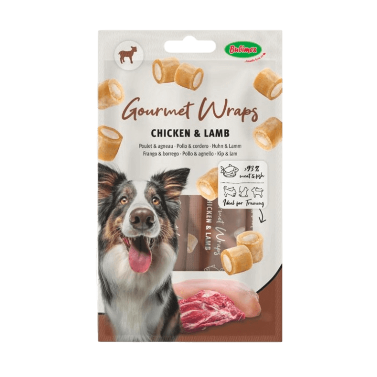 Wraps Pollo Cordero Perro cremosos 3 Tubos. Snack de alta proteína para medicación.