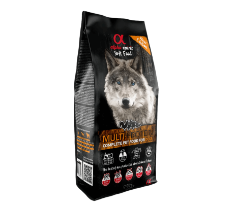 Saco de pienso semi-húmedo Alpha Spirit Soft Food Multi-Protein para perros, hipoalergén sin cereales