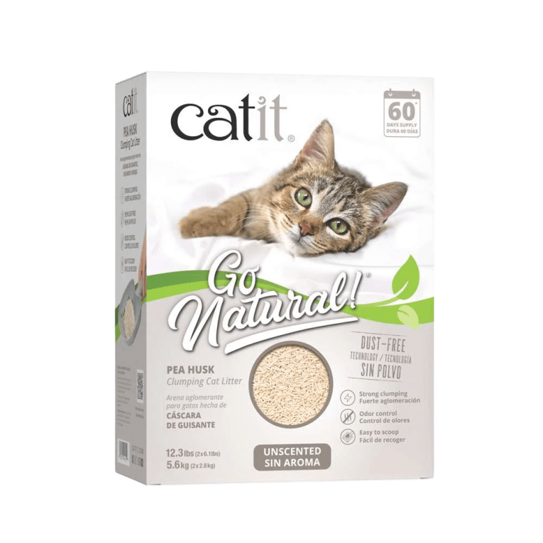 Arena Catit Cáscara Guisante Go Natural. Aglomerante, sin polvo, Sin Aroma 5,6kg.