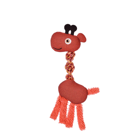 Juguete Perro Cuerda Jirafa de 47cm, peluche extensible con sonido.