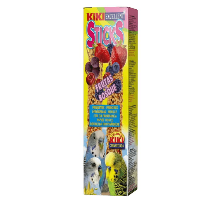 KIKI Excellent Sticks para periquitos sabor Frutas del Bosque (fresa, arándano, cereza), barritas nutritivas de semillas
