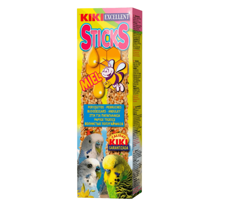 KIKI Excellent Sticks para periquitos sabor Miel, barritas nutritivas de semillas, Calidad Garantizada