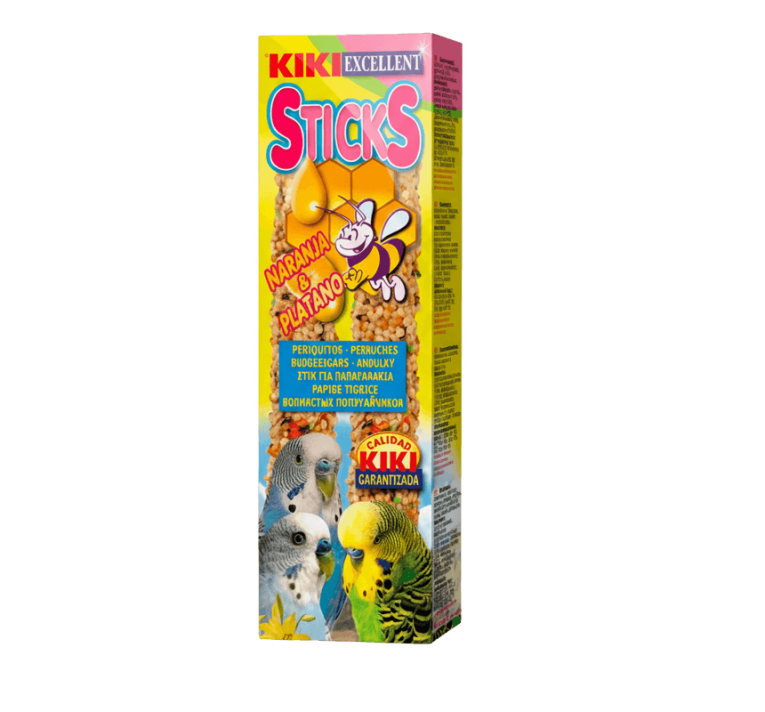 KIKI Excellent Sticks para periquitos sabor Naranja y Plátano, barritas nutritivas de semillas