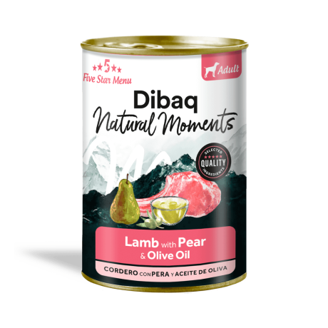 Dibaq Natural Moments 5 Star Cordero con Pera 380g Paté Para Perros