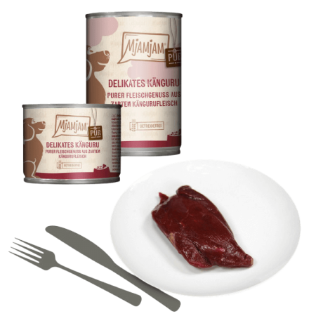 MjAMjAM Canguro Monoproteico Paté 800g para perros, ideal para dietas de exclusión.
