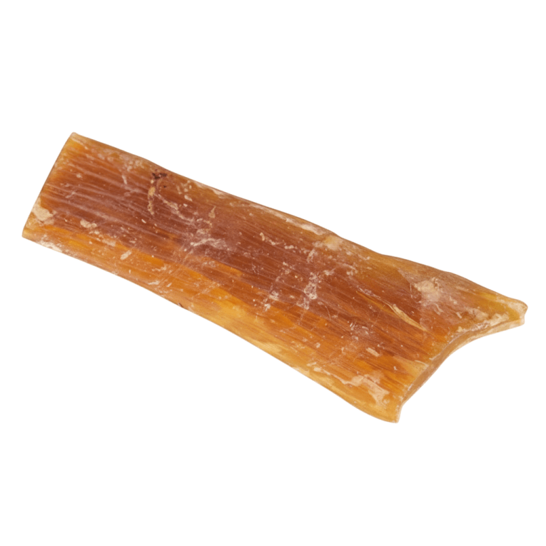Tendón Vacuno Masticable Perro deshidratado. Snack natural de color marrón claro para larga duración y limpieza dental.