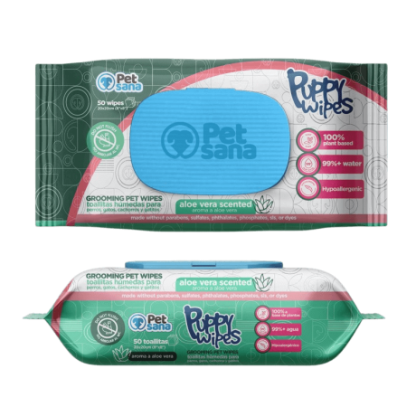 PetSana Puppy Wipes Aloe Vera (50 unidades) Toallitas para Perros y Gatos