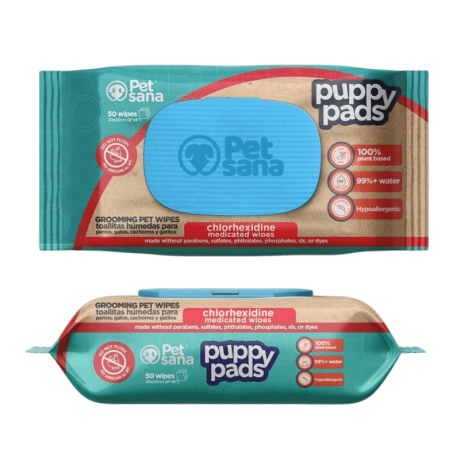 PetSana Puppy Wipes Clorhexidina  (60 unidades) Toallitas para Perros y Gatos