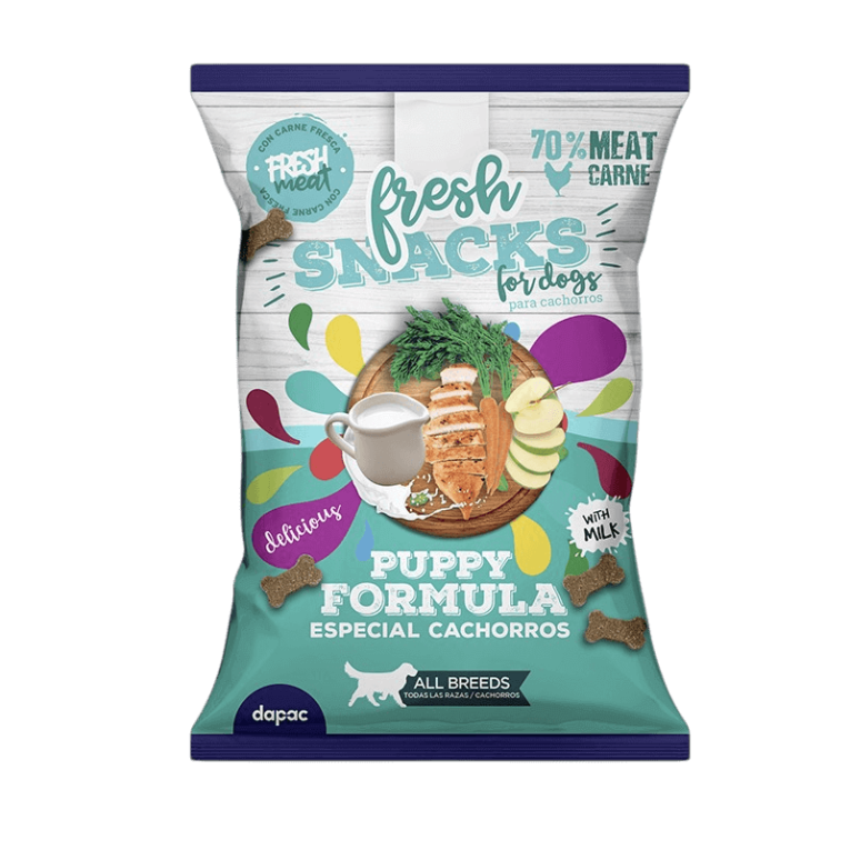 Bolsa de snacks semihúmedos Fresh Low Grain Pollo Puppy para cachorros en Piensos Anlú.