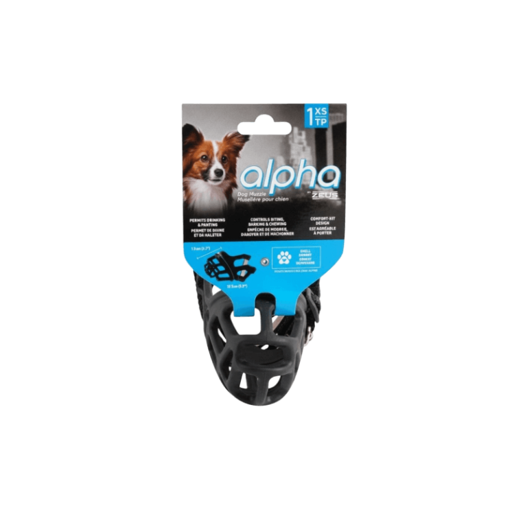 Bozal tipo cesta Zeus Alpha talla 1 para perros miniatura o cachorros como Chihuahua o Yorkshire en Piensos Anlú.