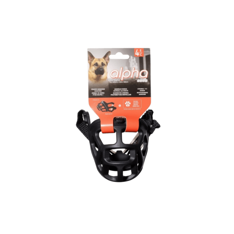 Bozal tipo cesta Zeus Alpha talla 4 para perros de tamaño grande como Pastor Alemán o Dálmata en Piensos Anlú.