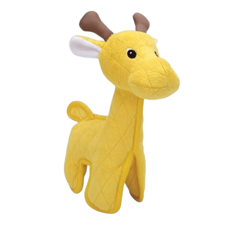 Peluche jirafa Zeus Safari para perros con cuello largo y costuras reforzadas en Piensos Anlú.