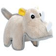 Peluche rinoceronte Zeus Safari para perros de color gris con costuras reforzadas en Piensos Anlú.