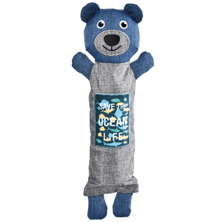 Juguete para perro con forma de oso de la línea ECO de XT-DOG en color azul y gris fabricado con materiales reciclados en Anlú.