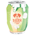 Juguete para perro con forma de lata de cerveza verde de peluche con una lengüeta marrón para esconder premios de la marca Premier DOG en Anlú.
