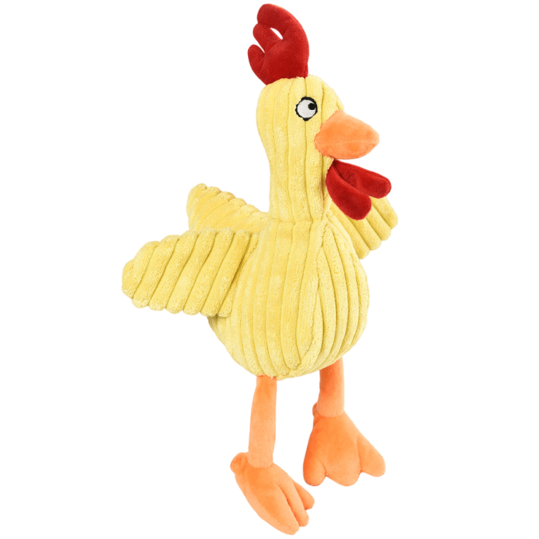 Juguete para perro con forma de gallina amarilla de peluche con sonido serie Premier DOG en Piensos Anlú.