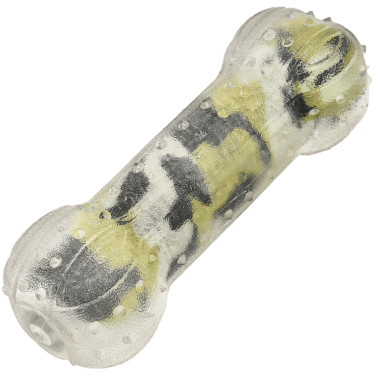 Juguete para perro con forma de hueso diseño camuflaje militar desierto serie XT-DOG de 12,5 cm en Anlú.