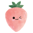 Juguete de peluche para perros con forma de fresa roja con hojas verdes y motas blancas bordadas serie Silent de Premier DOG en Anlú.