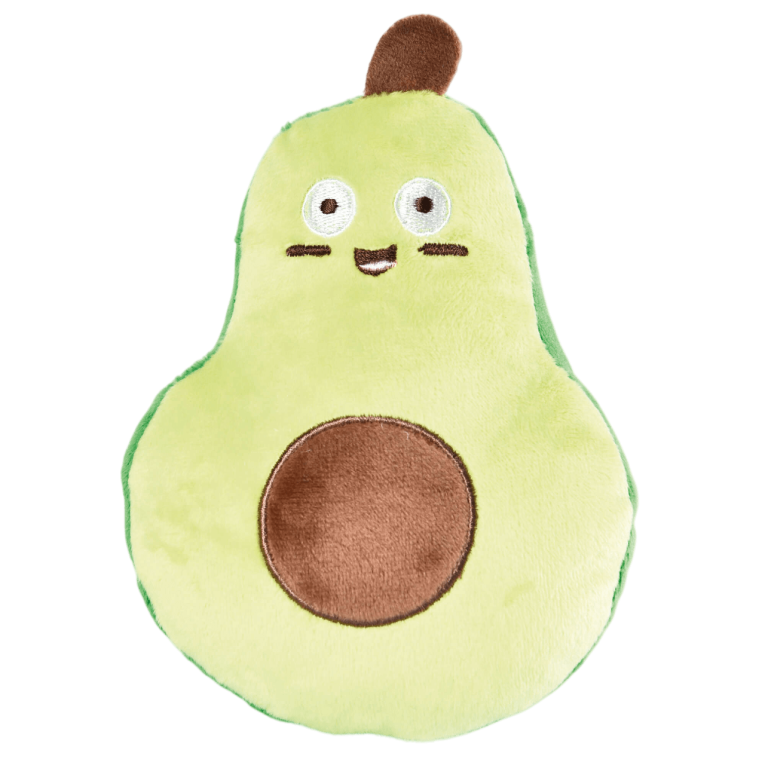 Peluche suave con forma de aguacate y cara sonriente para perros serie Premier DOG en Anlú.