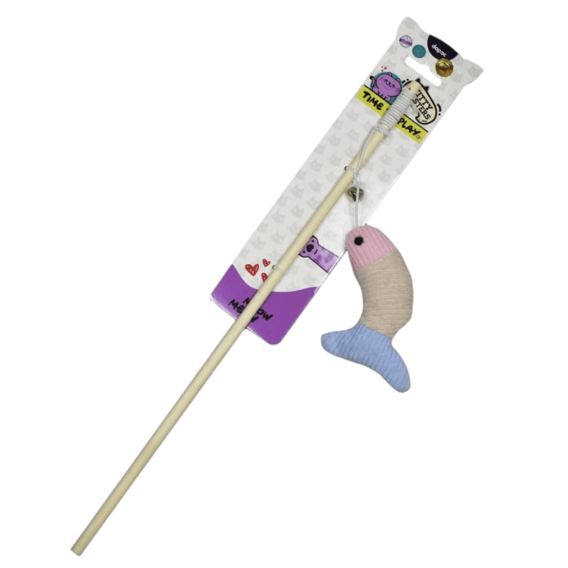 Juguete de Caña Kitty Masters con Pez Rosa y Azul de Pana para Gatos