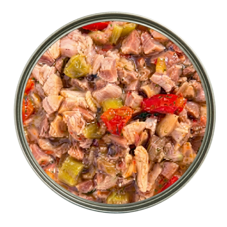Les Mijotés Estofado de Pollo con Pimientos y Judías Verdes para perro, detalle