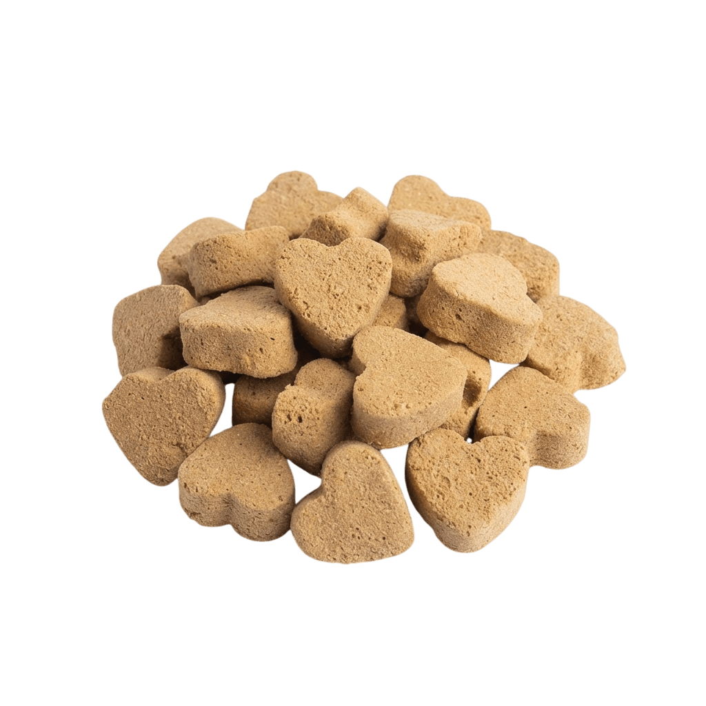 Corazones de Carne de Conejo con hueso Crudo Liofilizada 25gr para Perros y Gatos