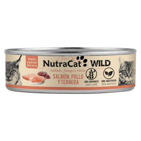 NutraCat WILD de Salmón, Pollo y Ternera 80gr para Gatos