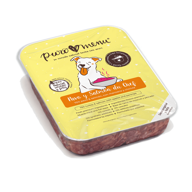 Cocinado: Menú Pavo y Salmón du Chef Congelado Cocinado para perro